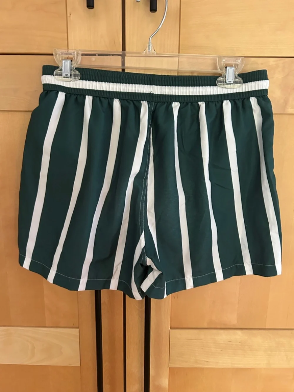Dark Green and White Mens Swimming Trunks Shein (Small)